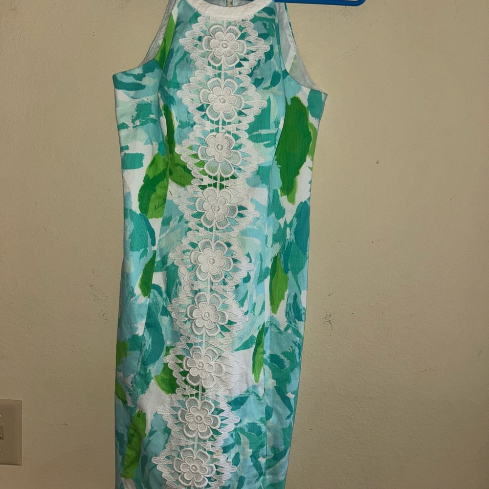 Floral Halter Dress with Lace Detail
